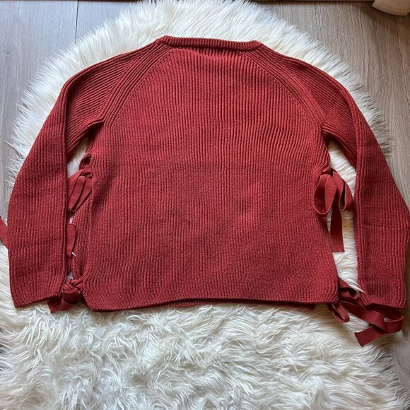 Goldie Women’s Pullover Crew Neck Sweater Ties On Each Side Women’s M/L Oversize - Picture 2 of 13